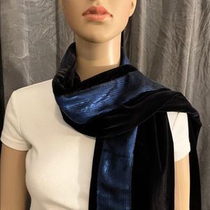 DKNY Velvet Sequined Stripe Fringe Scarf